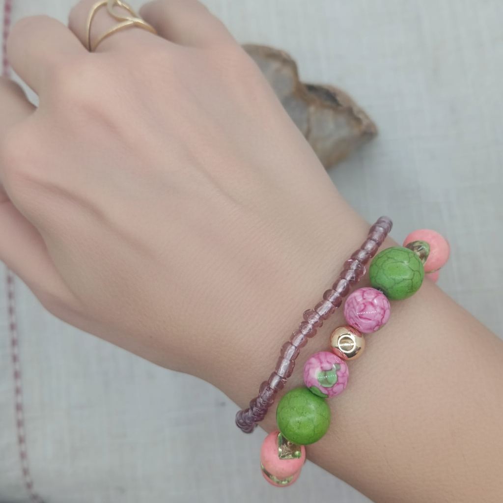 Rose Rain Flower Jasper Bracelet