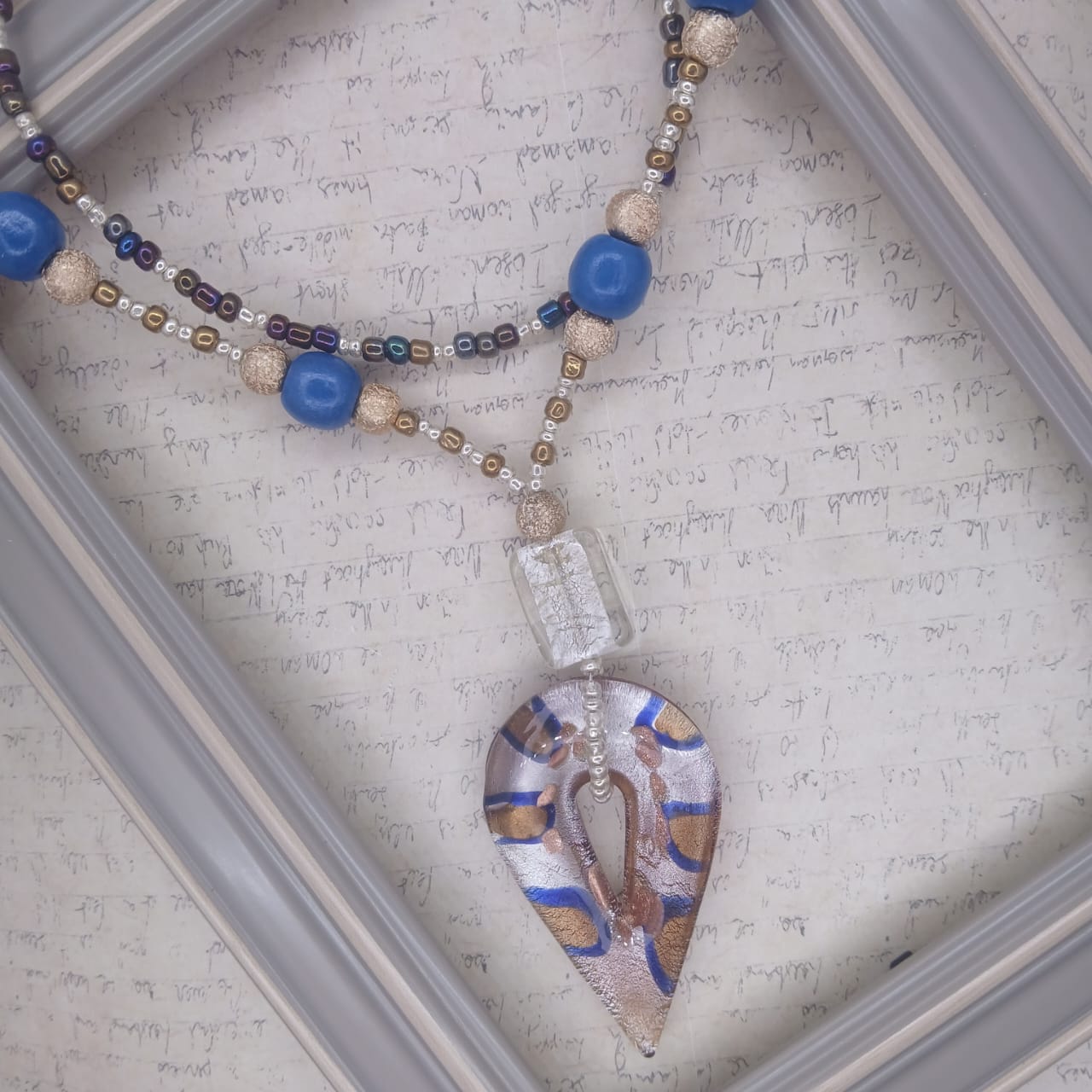 Celestial – Glass, Resin & Wood Double Necklace Set