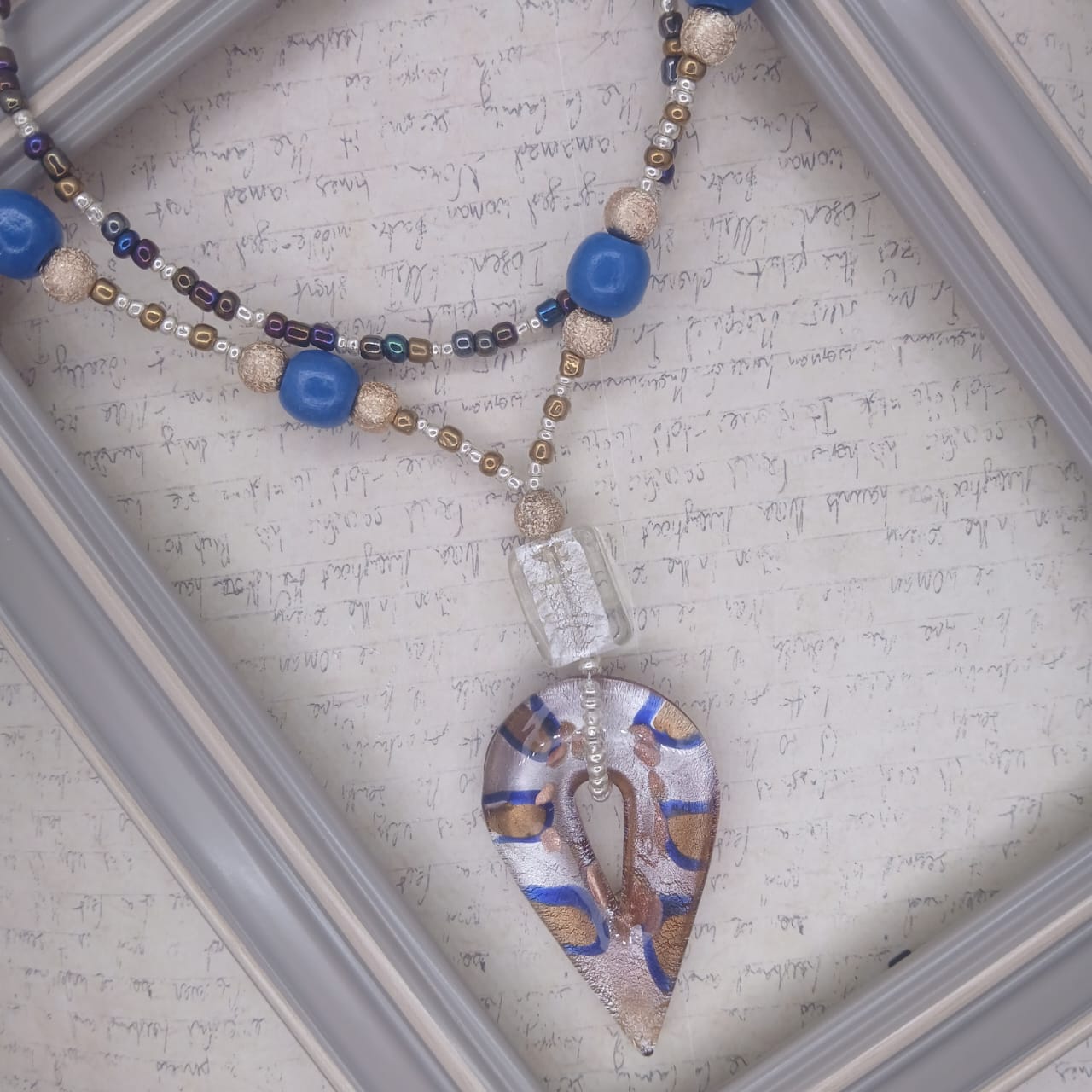 Celestial – Glass, Resin & Wood Double Necklace Set