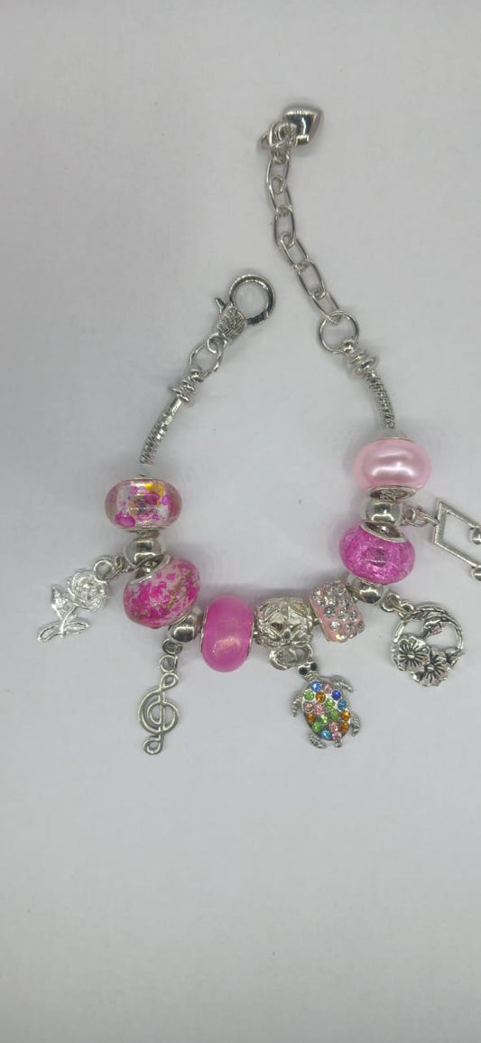 B Tickled Pink Charm Bracelet
