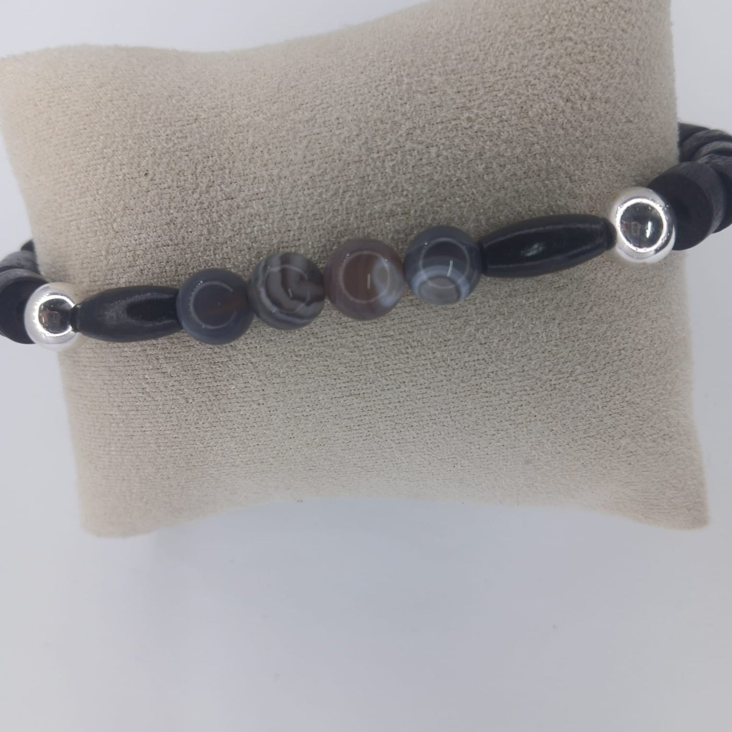 Layers - Wood, Hematite and Agate Bracelet
