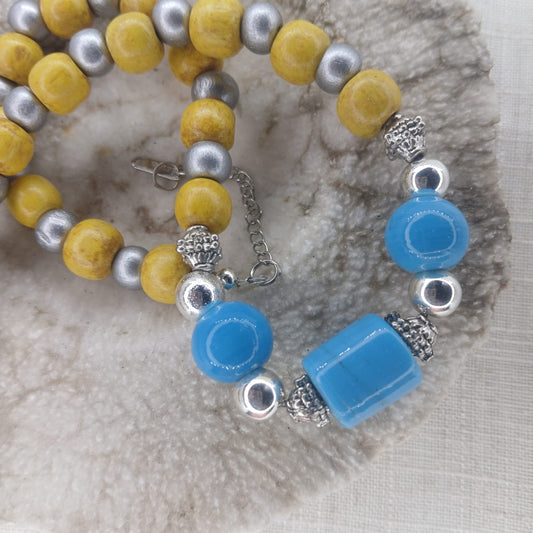 Sky Blue and yellow choker