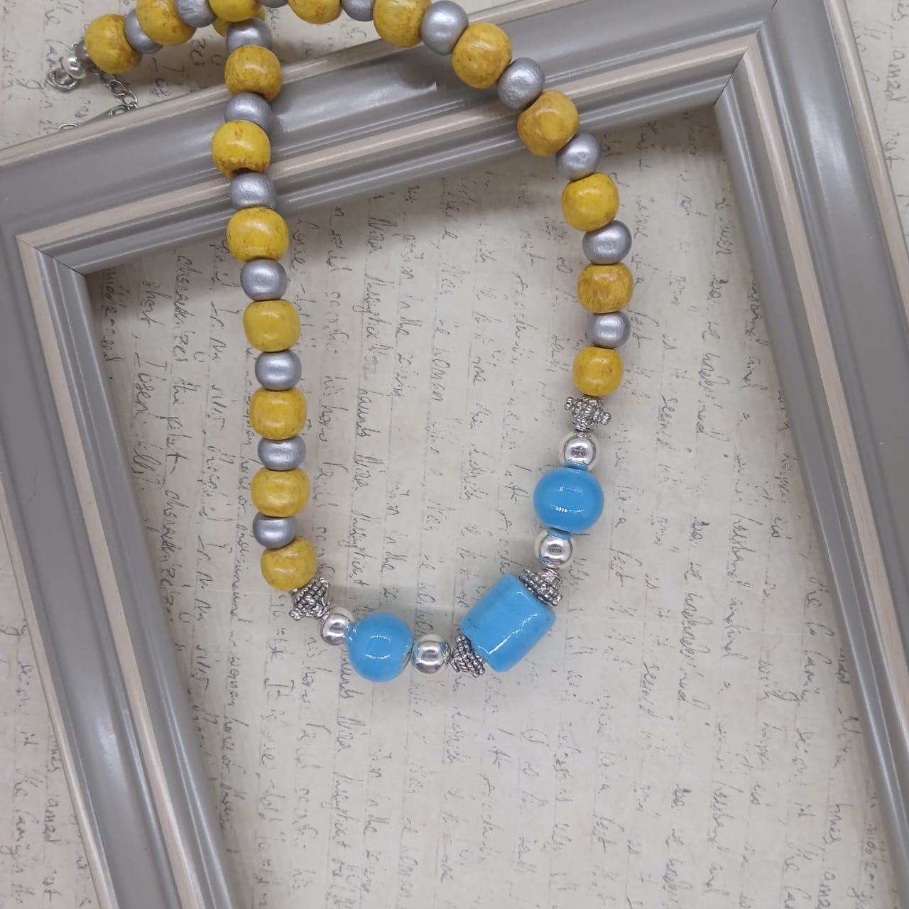 Sky Blue and yellow choker