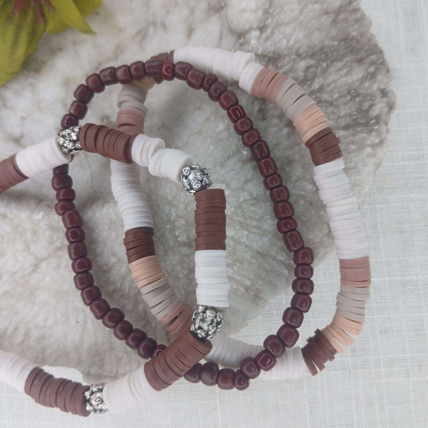 WolfPack Wrist Stack - Trendy Wood, Seed, and Glass Accessory to Elevate Your Style