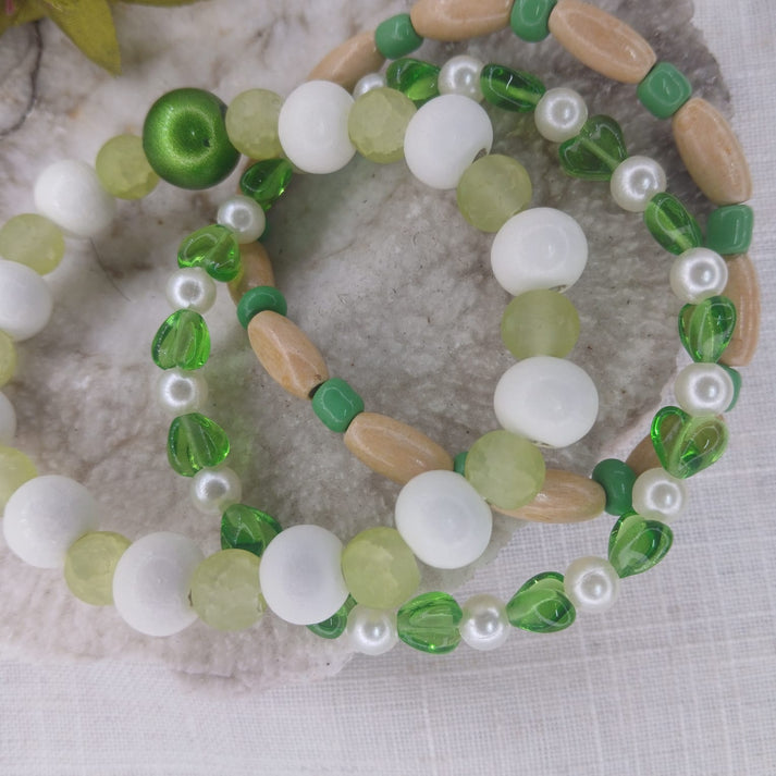 Clean Green Wrist Stack Bracelet Set for Fresh Cut Grass Vibes – beadcandi