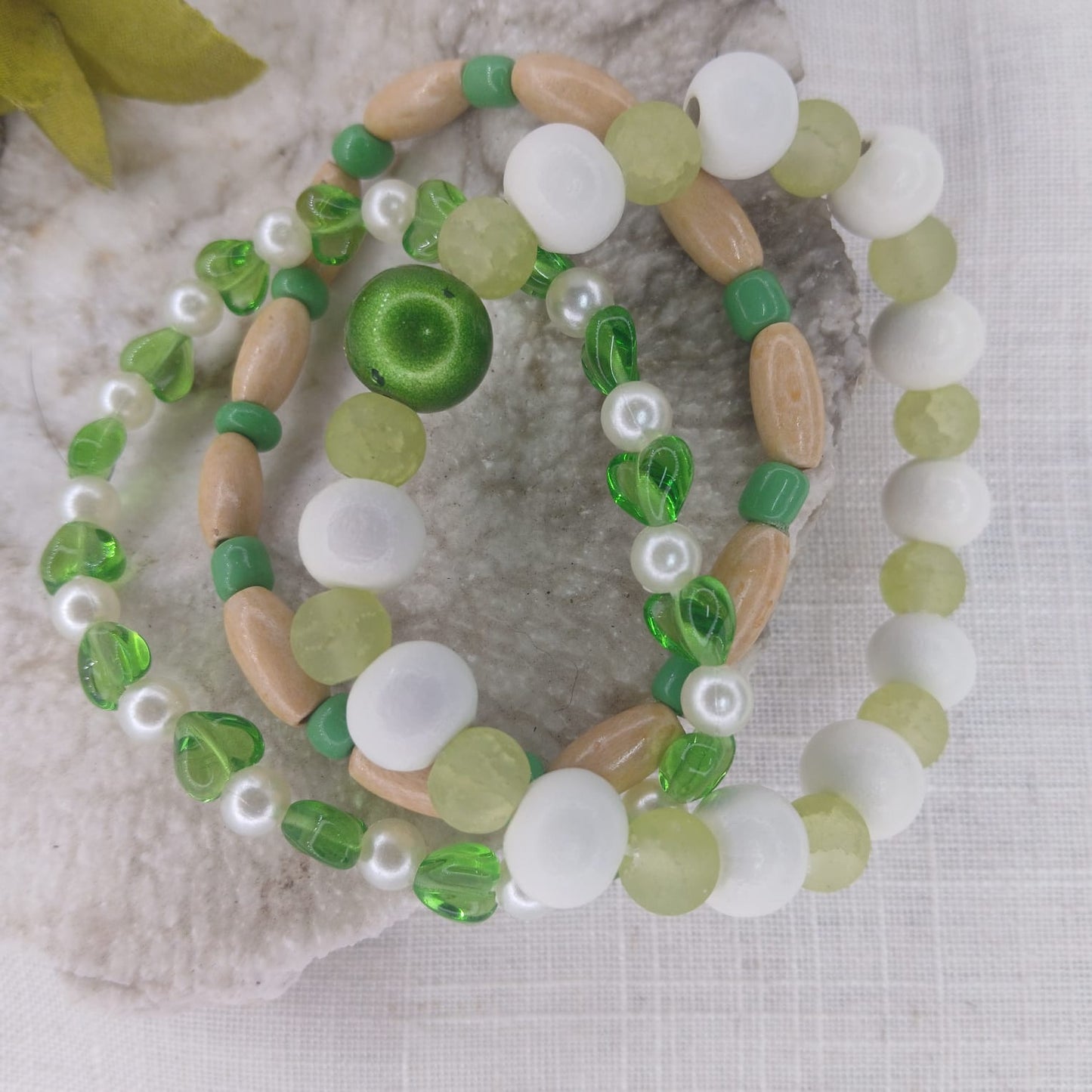 Clean Green Wrist Stack Bracelet Set - Embrace Fresh Cut Grass Vibes
