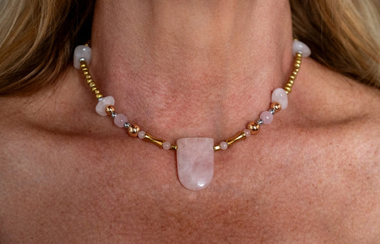 The Heart Warrior – Rose Quartz & Hematite Necklace