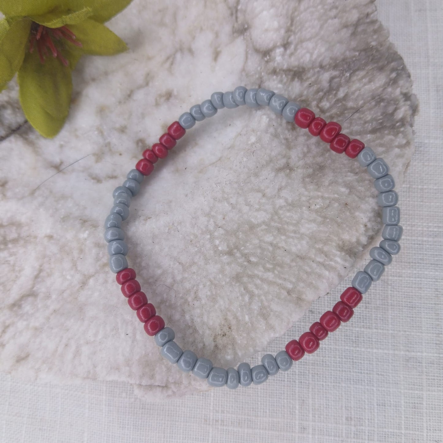 Mist: Grey Red Silver Wrist Stack - Rich Red & Silver Combo Bracelets