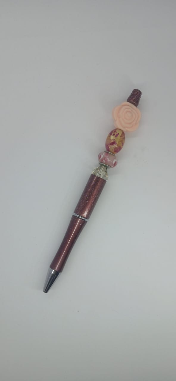 Sparkly Rose & peach rose Pen