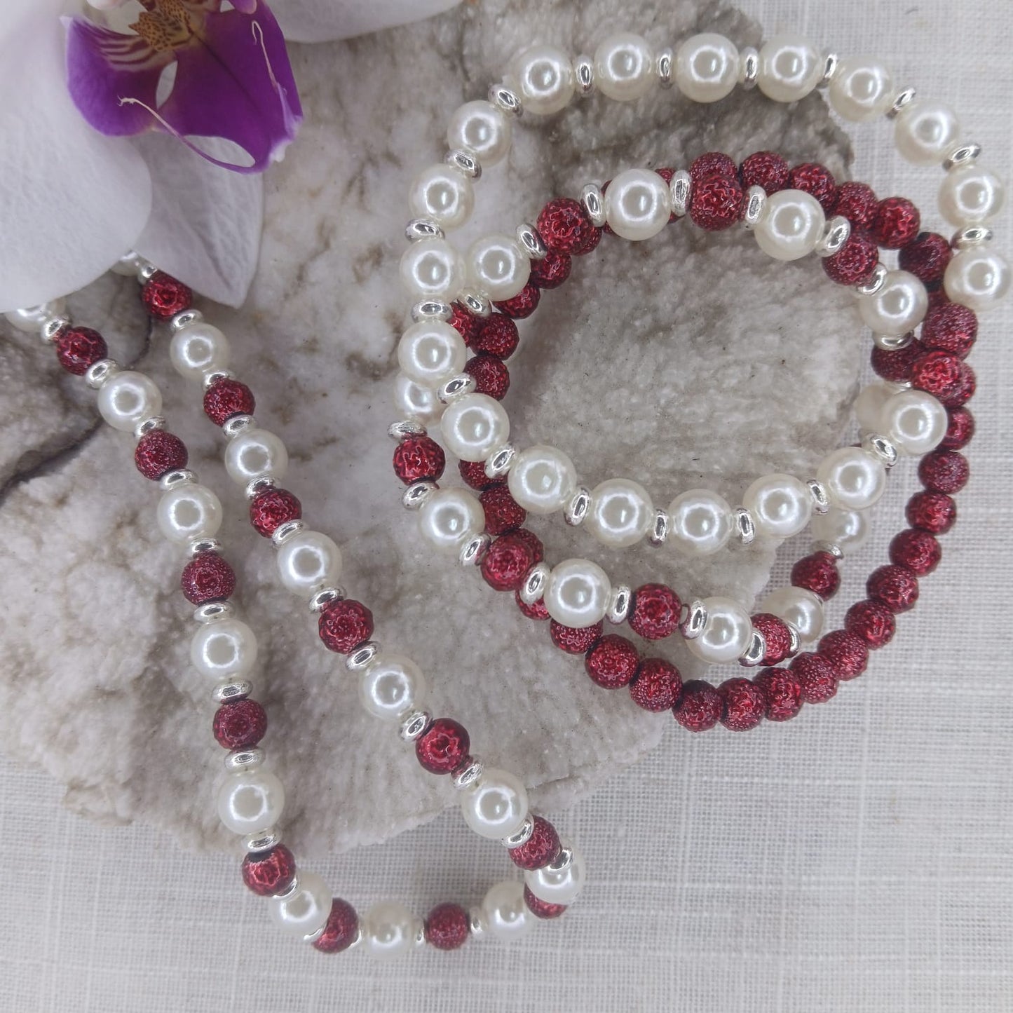 Necklace and Bracelet combo:  Pearl B my Valentine