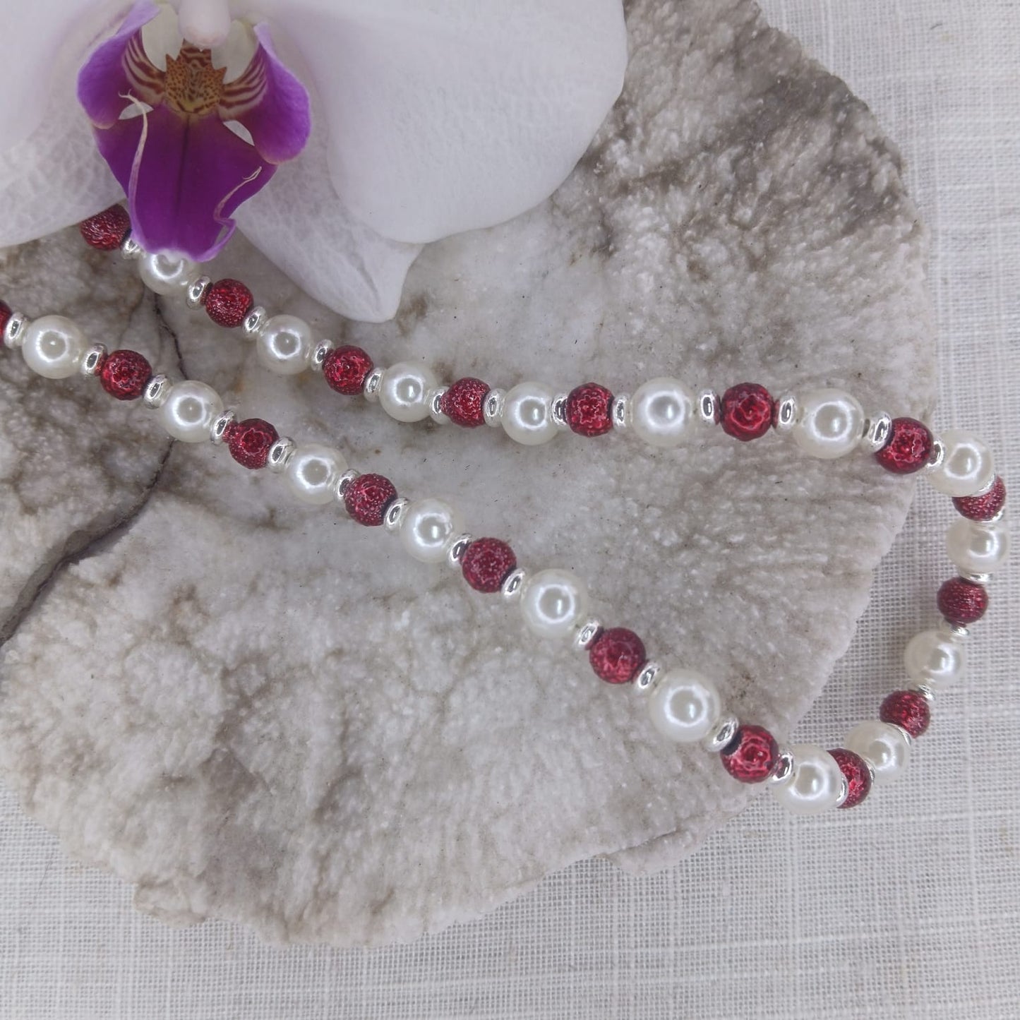 Necklace and Bracelet combo:  Pearl B my Valentine