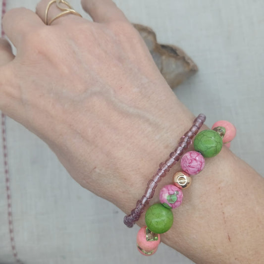 Rose Rain Flower Jasper Bracelet