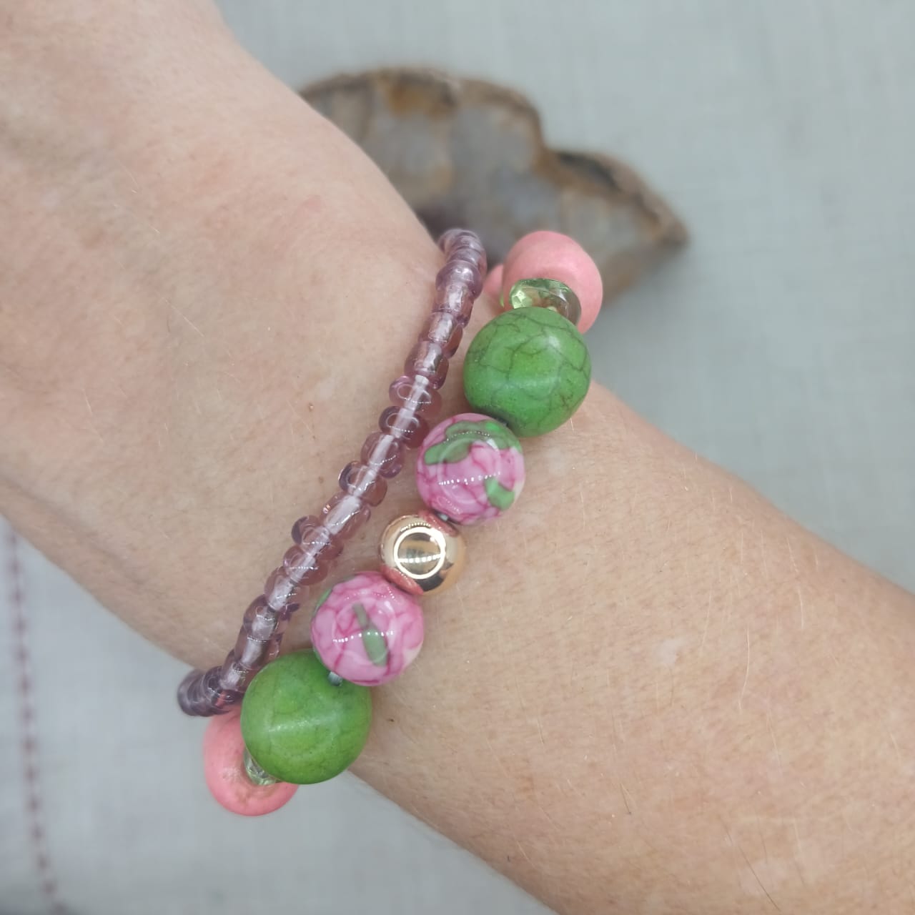 Rose Rain Flower Jasper Bracelet