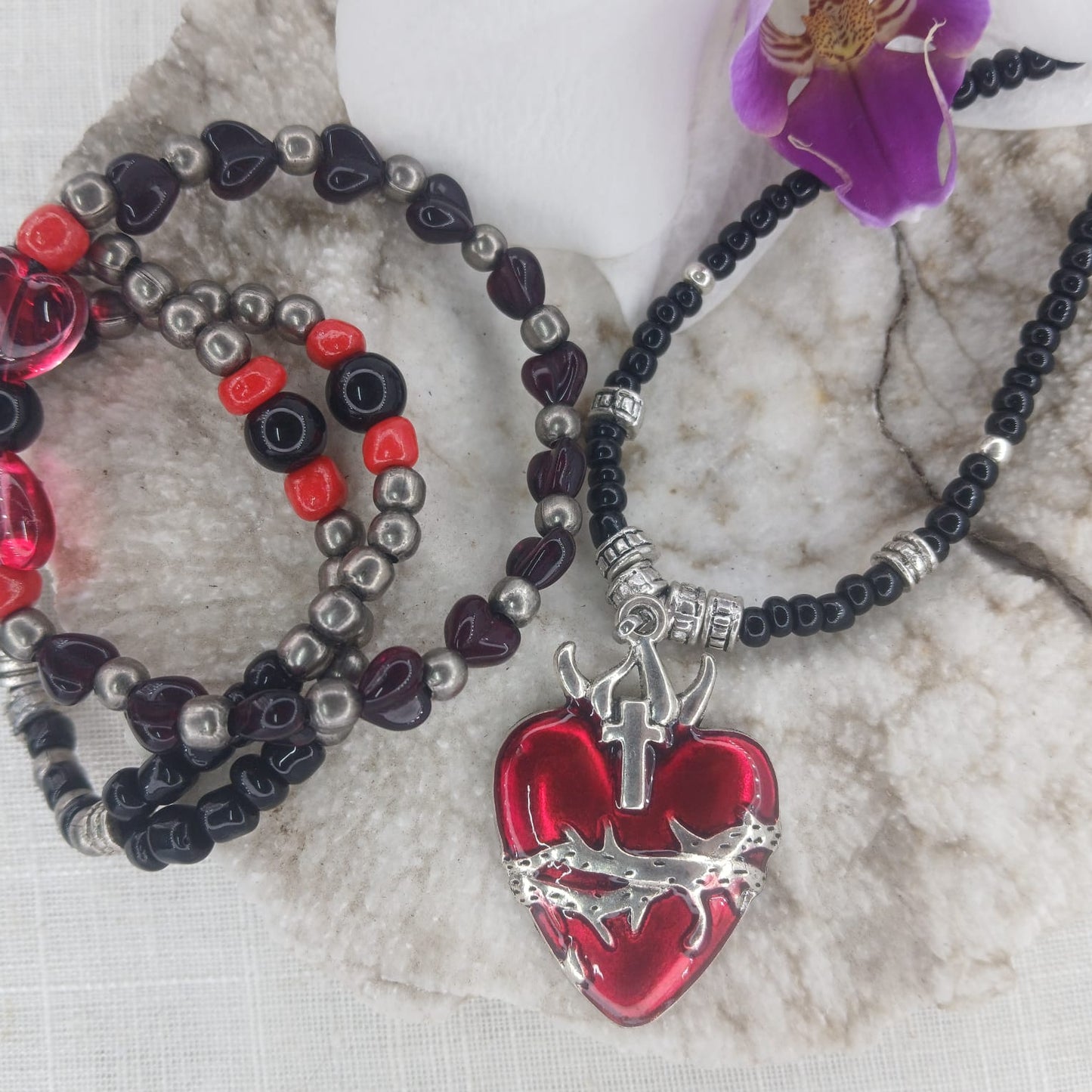 Pure Heart combo: Necklace and wrist stack