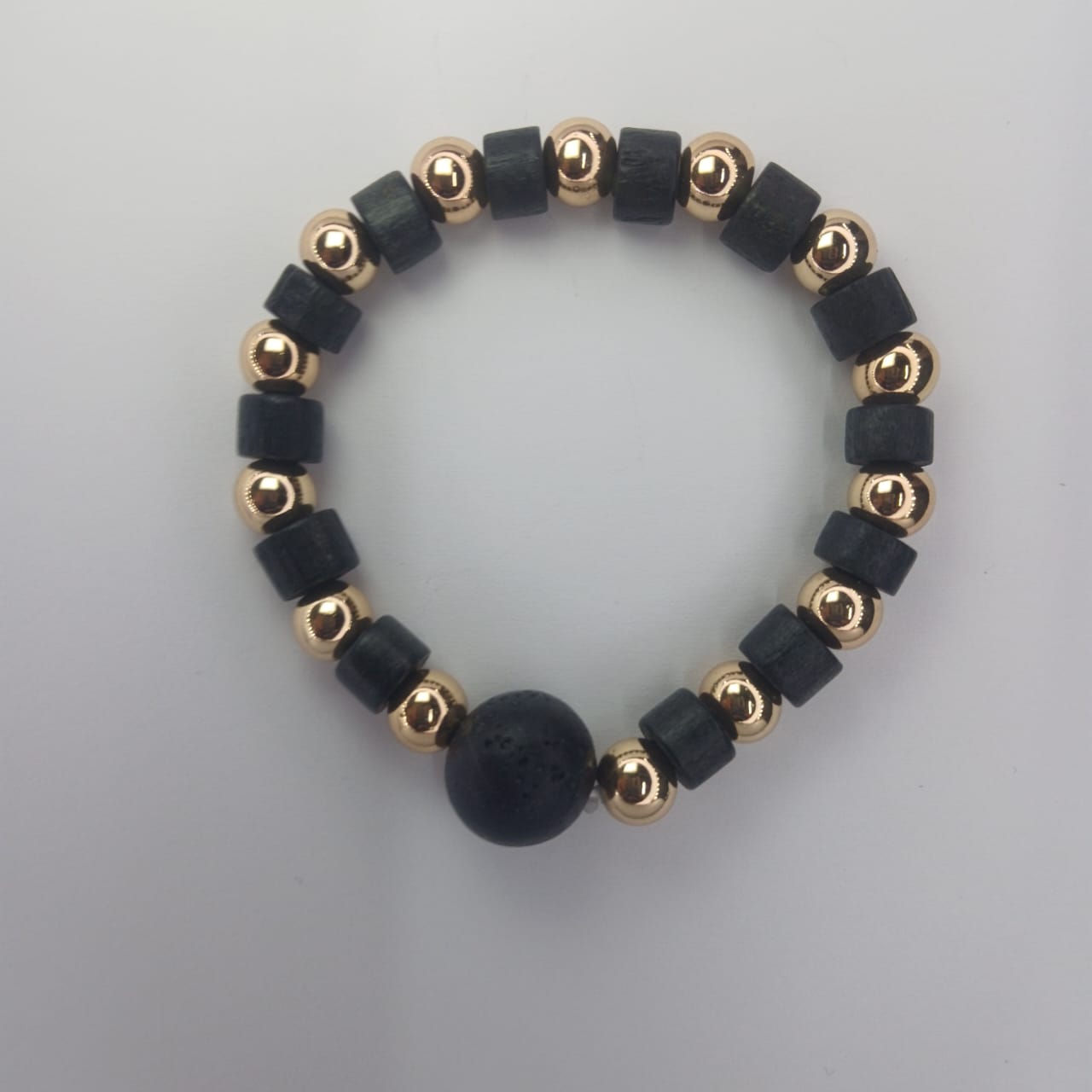 Hematite, Black Lava Rock& Wood