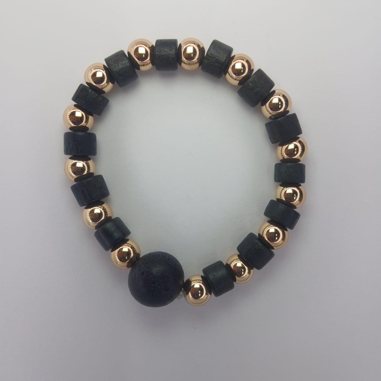 Hematite, Black Lava Rock& Wood