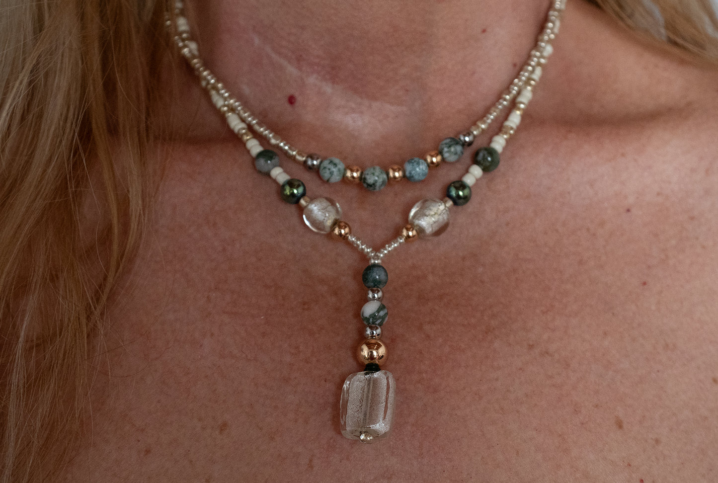 Inner Peace – Tree Agate Double Necklace Set