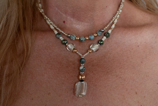 Inner Peace – Tree Agate Double Necklace Set