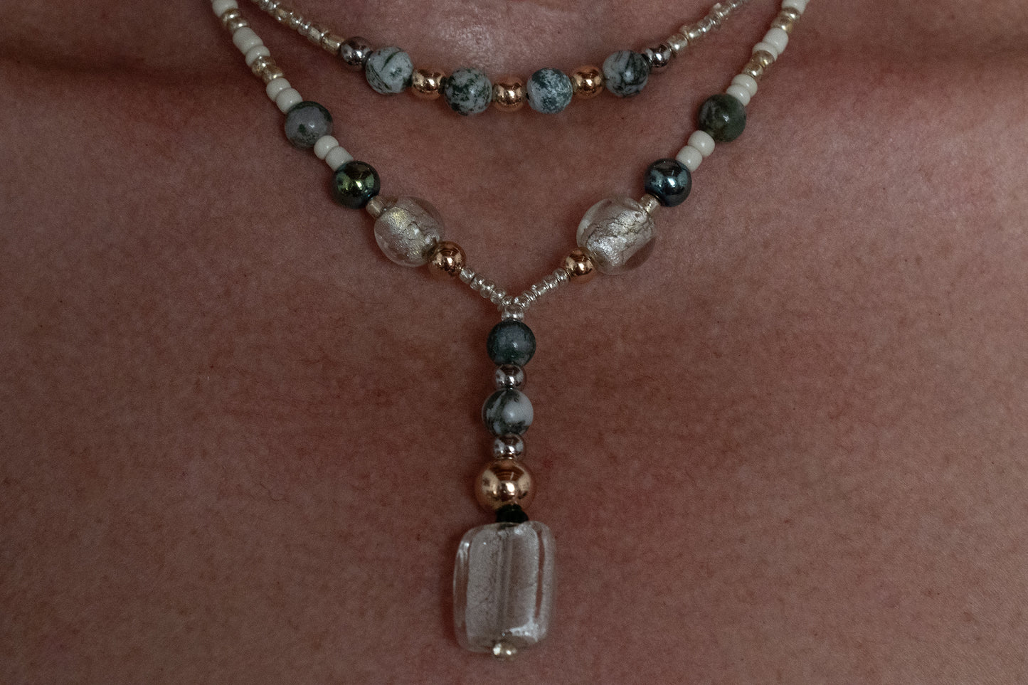 Inner Peace – Tree Agate Double Necklace Set