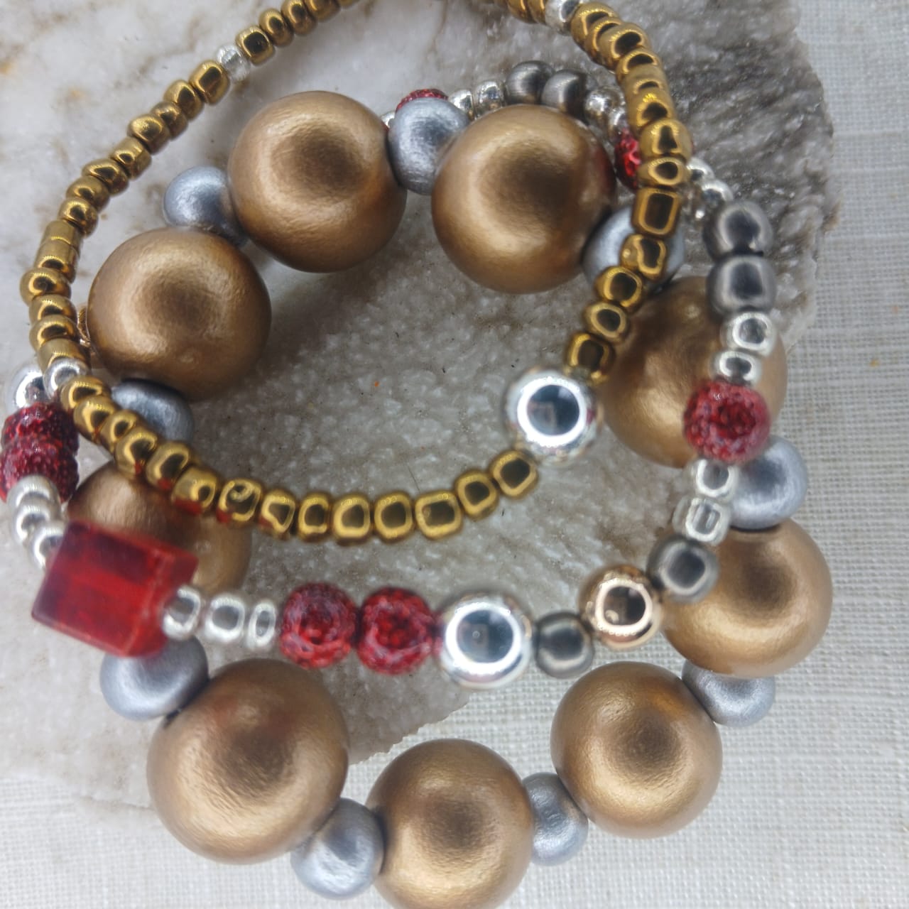 Celestial Hematite & Wood Wrist Stack - Unisex Bracelet Set